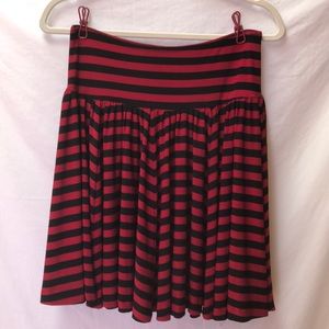 ❌ NORMA KAMALI Mini Skirt Red/Black Striped Sz Med
